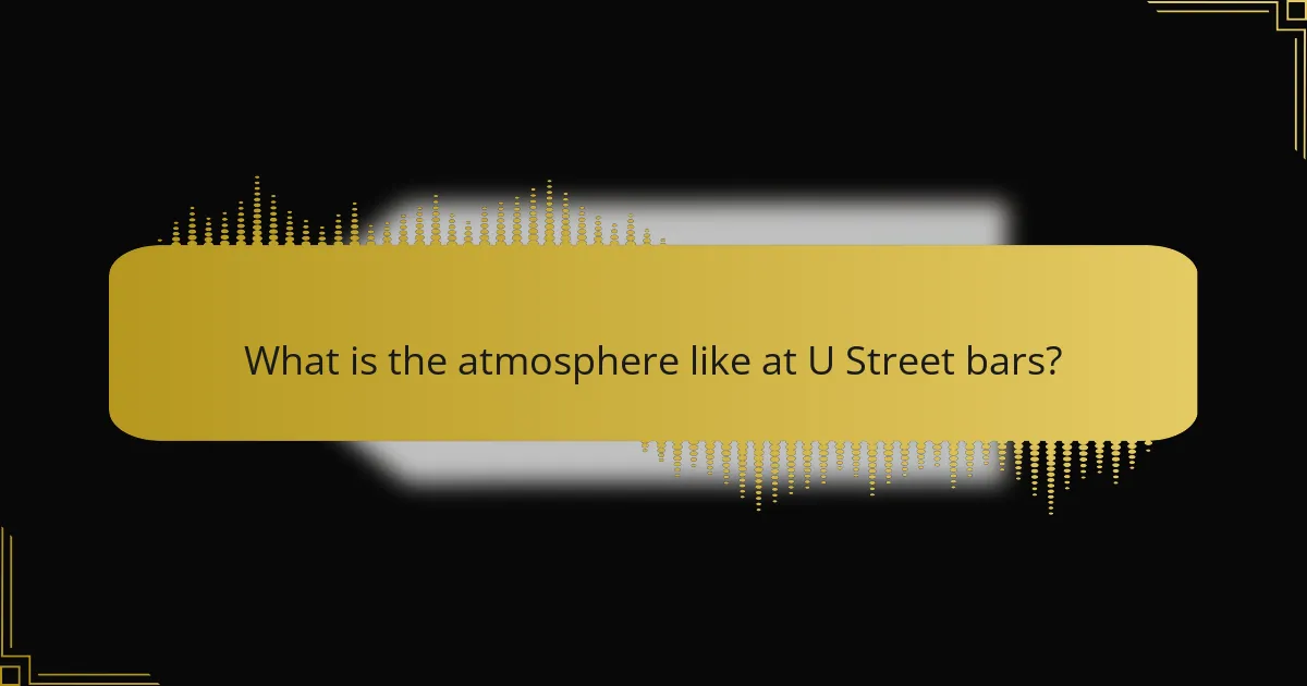 What is the atmosphere like at U Street bars?